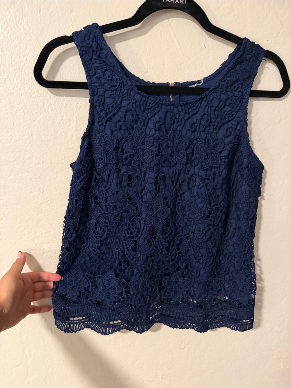 Navy Lace Sleeveless Top -